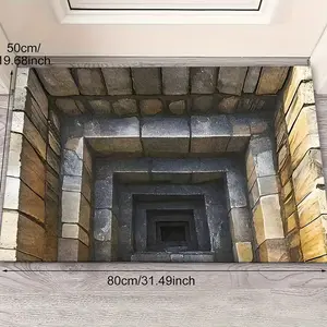 Front Door Mat Outside Entrance,Brick Bottomless Hole Area Rug for Living Room 3D Trap Optical Visual Illusion Rugs Playroom Floor Carpet Mat Non-Slip,Pet-Friendly Home Decor,Durable Floor Rug Decorative,Lightweight Foldable Indoor/Outdoor Rug Party Gift