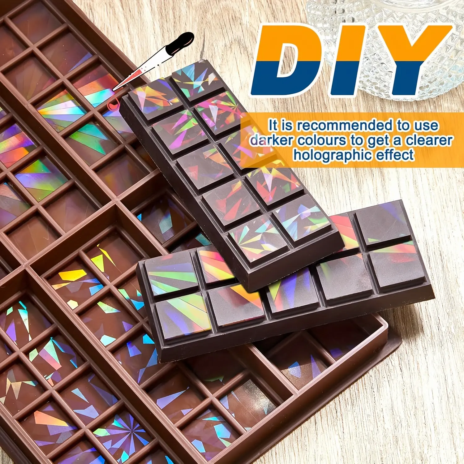 Chocolate Molds Resin Silicone Chocolate Bar Deep Thick Molds for Reusable DIY Baking Wax Melts(Classic Style)