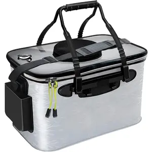 Transparent Lid Fishing Bucket - Portable Foldable Bucket with Aeration Hole, 4 Gallons, Ideal for Live Fish Storage