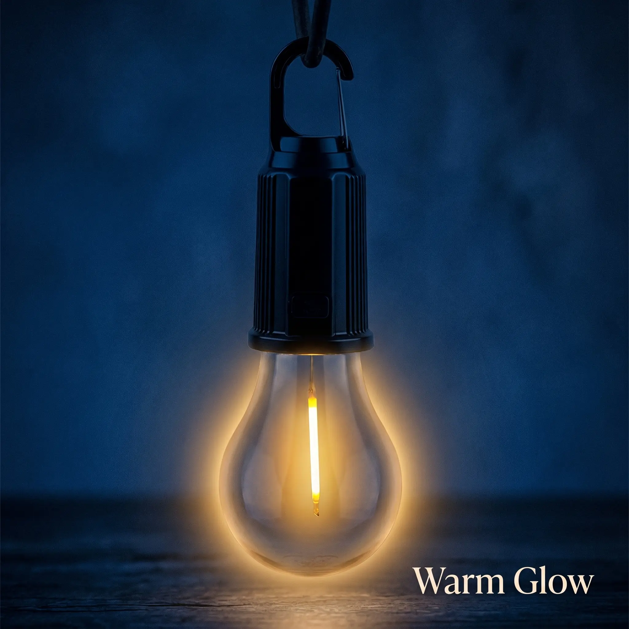 【Nomad Ridge】Portable Hanging Camping Bulb Light - USB Rechargeable Vintage Filament Tent Lantern with Spring Carabiner Hook, Warm Glow Camping Accessories for Patio & Emergency, Camping Outdoor Gadgets, Outdoor Camping Lights