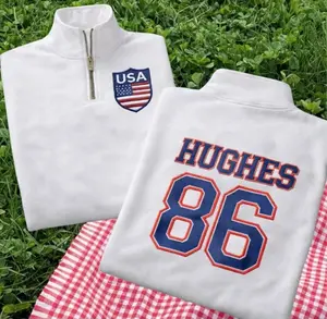 Embroidered USA Jack Hughes 86 Quarter Zip Sweater, Patriotic Winter Sport, Quinn Hughes Jack Hughes Brother Champion Tee, American Hockey