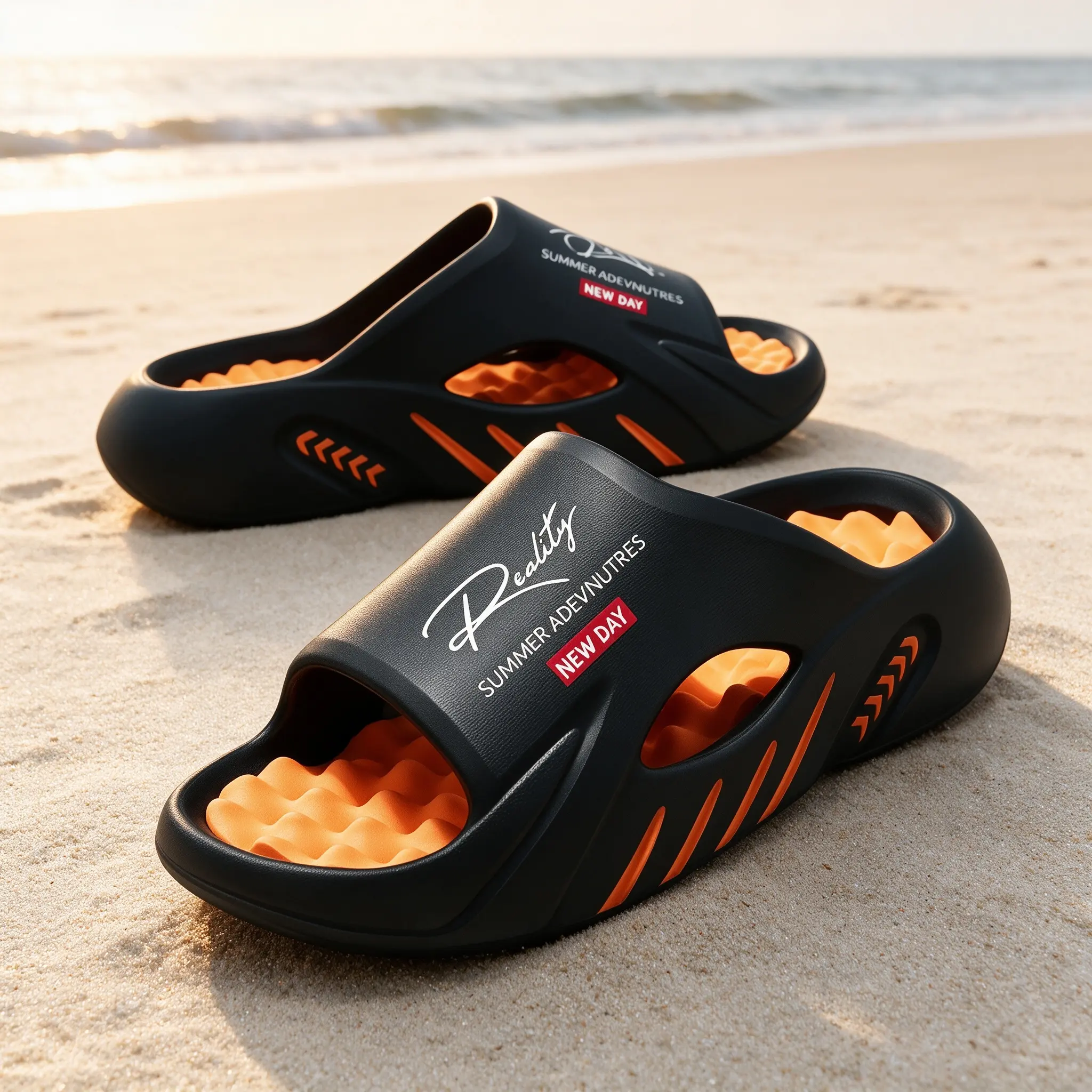 Trendy Men Bubble Massage Insole Slides, Ultra Soft Thick Sole EVA Sport Sandals, Hollow Cutout Cloud Slippers, Anti Slip Shower Beach Streetwear Footwear Soft Summer Shoe Boy Walking Shoes Walking Shoes Shoe Flat