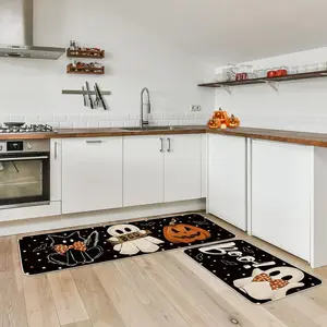 Halloween Kitchen Rug Set, Halloween Home Decor, Spooky Design, Comfortable Carpet, Perfect for Holiday Decoration, Kitchen Runner Rug, Kitchen Mat
