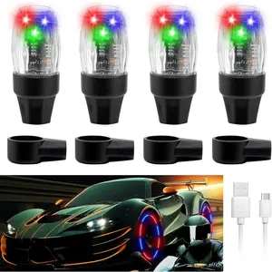 Cybertron Tools 4 PCS Tire Valve Light Colorful LED Car Wheel Lights Waterproof Flash Lantern Tire Valve Stem Cap Lamp Automotive Decoration Accessories for SUV Truck Motorcycle Bike Bicycle (4 Colorful)