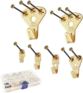 125 count Picture Hangers, Heavy Duty Picture Hanging Kit with Nails, Professional Picture Hanging Kit on Wooden/Drywall for Canvas, Office Pictures, Clock, House Decoration, Holds 10-100 lbs