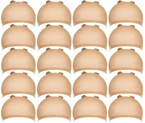 Invisible HD Wig Cap 2 PCS Ultra-Thin Breathable Stocking Caps for Women Tan Lace Front Wig Cap with Elastic Band Stretchy Nylon Beige