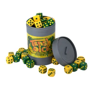 Trash Dice - Fast-Paced Family Dice Game - Exciting 2-Player Board and Dice Game with Trash Can and Dice Set