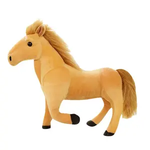 Cartoon realistic little horse black horse plush toy white horse doll children's stuffed toy boy's birthday gift