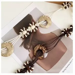 Bohemian Coconut Shell Accessories Decorative Ethnic Waist Rope Women's Dress Waist Chain Vintage Woven Belt Belt
