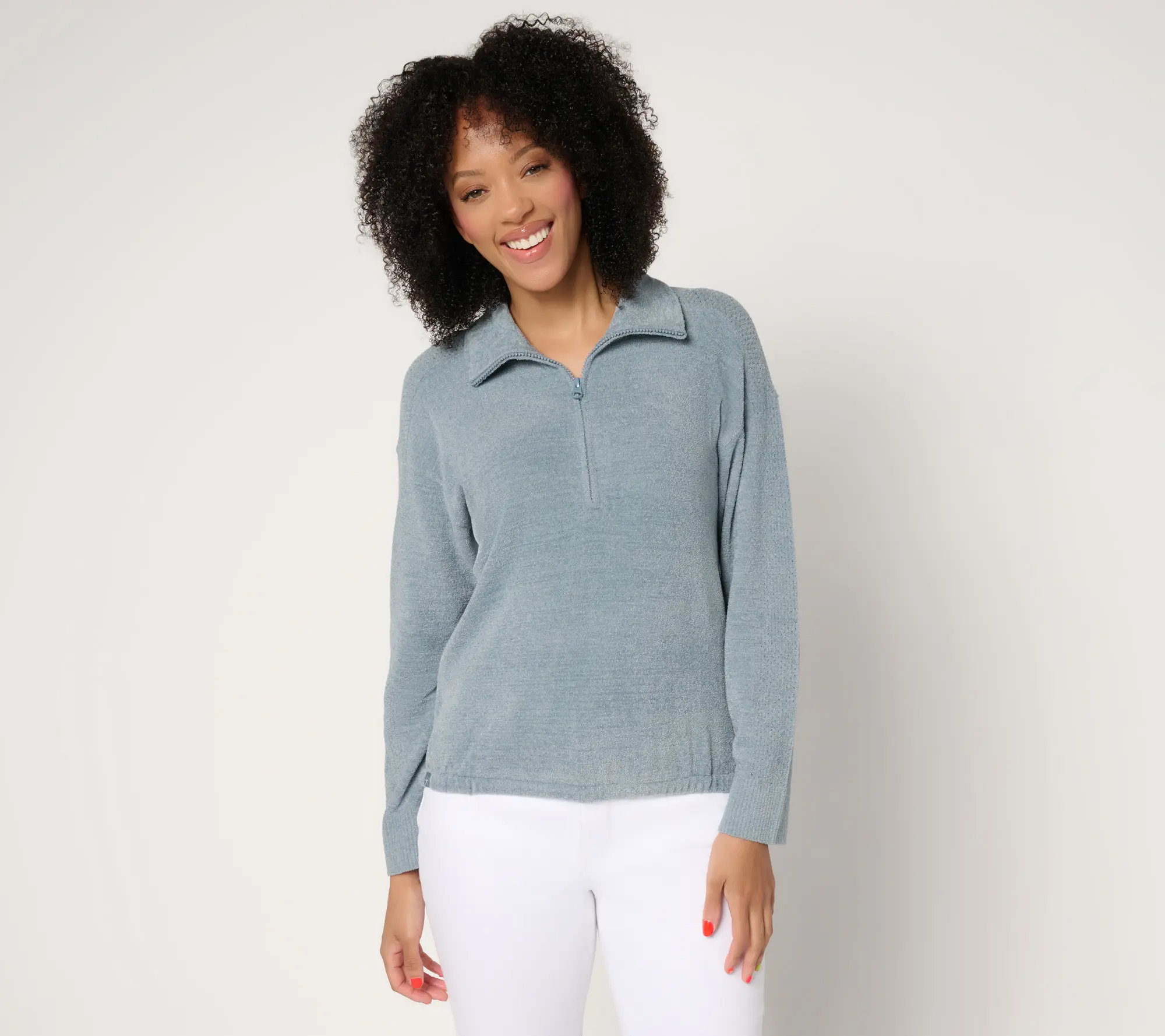 Barefoot Dreams CozyChic Ultra Lite Half Zip Pointelle Pullover