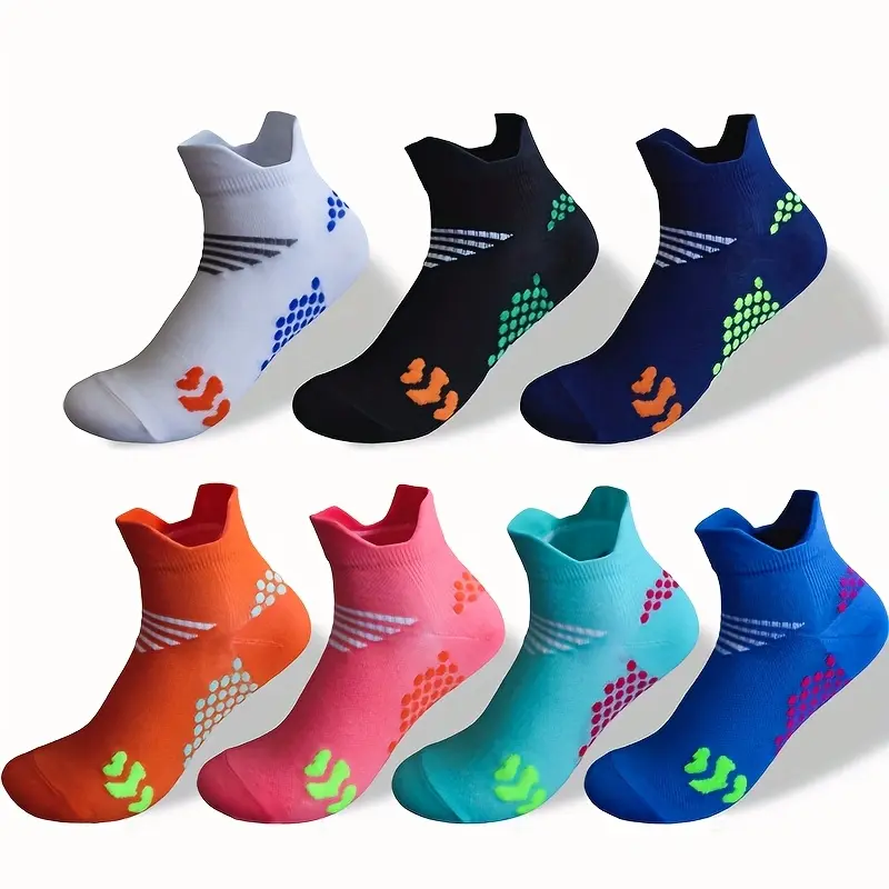 Unisex Compression Socks 7 Pairs for Fitness Running Outdoor Training, Breathable Knit Polyester Blend Ankle Length Plain Design, All Season Daily Wear, US Sizes 6-8