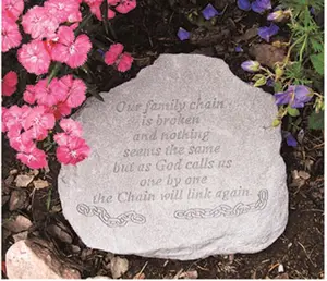 212 MAIN Cast Stone Outdoor Memorial Garden Stone - Kay Berry Inc. 90220 Our Family Chain Is Broken, 11x10 in, Weatherproof, Wall Mount Compatible Decor
