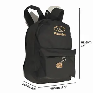Wavelet Hiker, Traveler & Biker Essential Backpack - Black Golden: Lightweight, Durable and Waterproof; 22L capacity, main and front compartments w. pockets for laptop, books, phone and water bottle