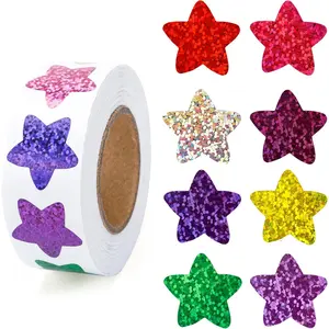 500Pcs 1Inch Glitter Colorful Star Shape Stickers for Reward Classroom Self Adhesive Sparkly Shiny Stars Incentive Sticker Roll for Envelope Seal Craft Teacher Behavior Chart