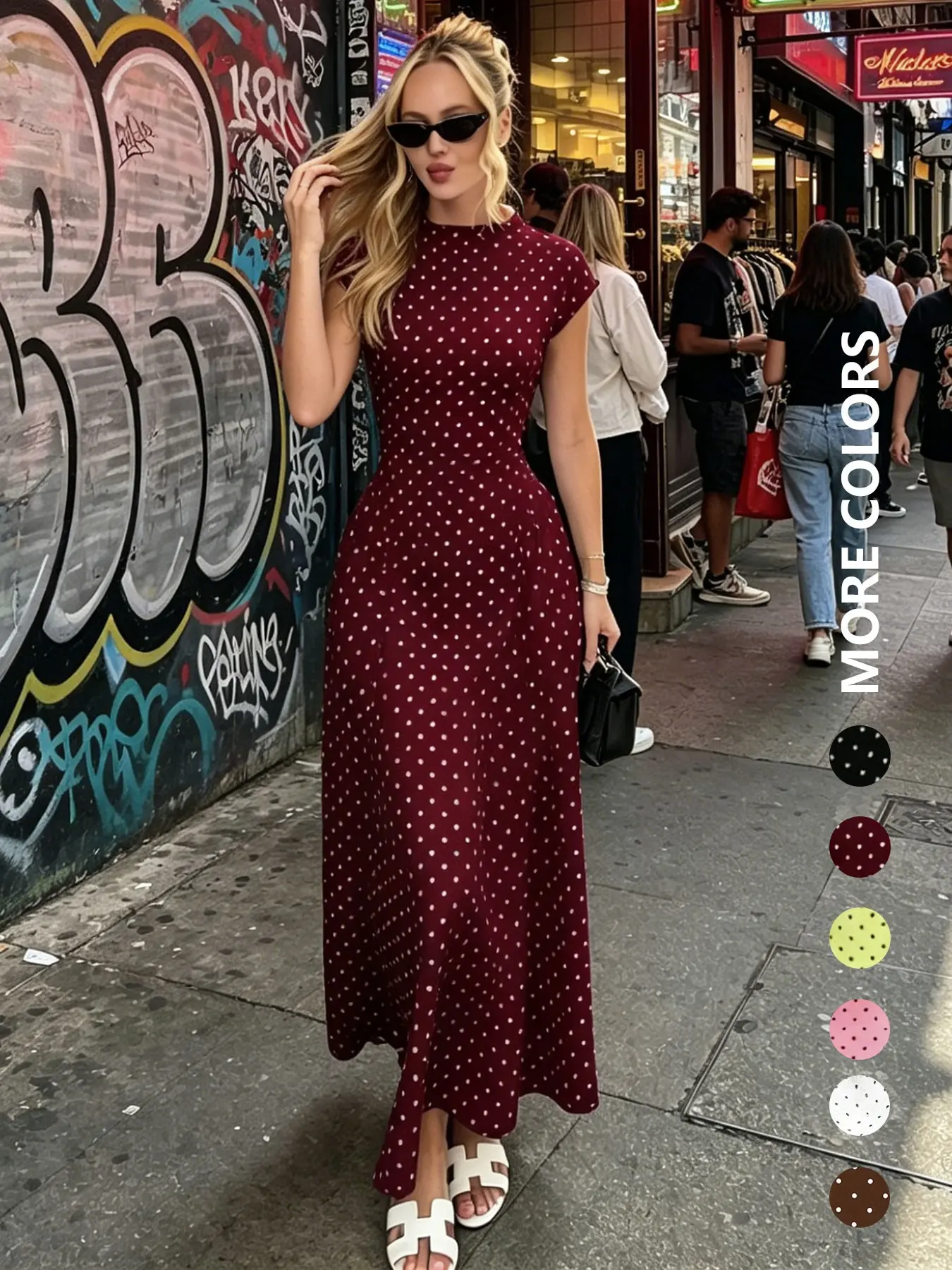 Women's Dress, Summer Short-Sleeved High-Neck Zipper Printed Casual Dress, Elegant Slim-Fit Loose Party Dress, Suitable For Everyday Wear And Evening Events, Womenswear