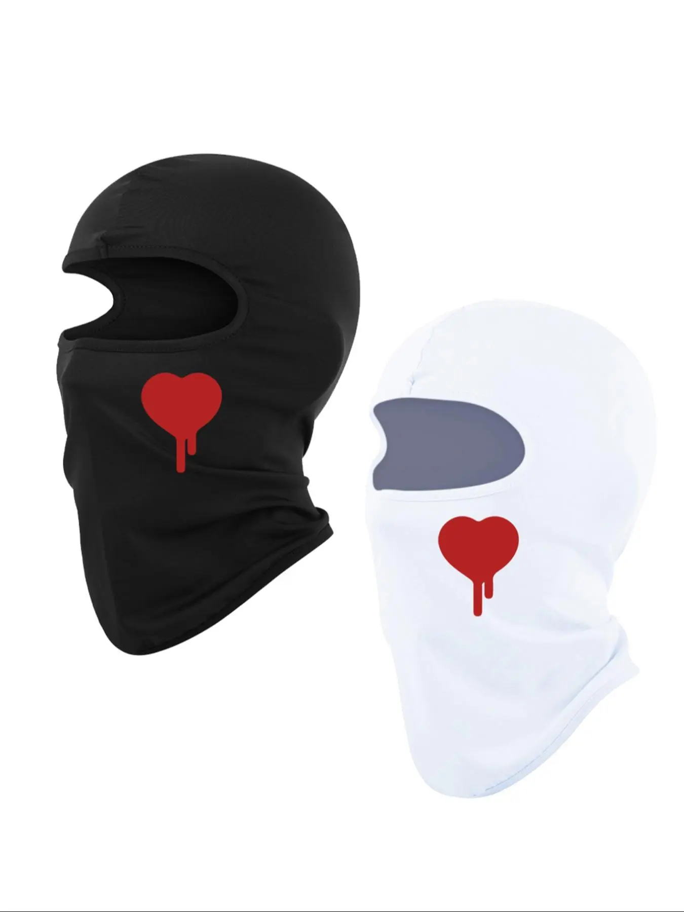 Heart Print Balaclava Face Mask, Breathable Sun Protection Neck Gaiter, Outdoor Cycling Face Mask for Men & Women