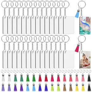 [Hand Tools Kits] Pack of 120 Sublimation Keychain Blanks Bulk Set with Rectangle Sublimation Blanks Tassels,Keychain Rings & Jump Rings for DIY Keychain Crafting