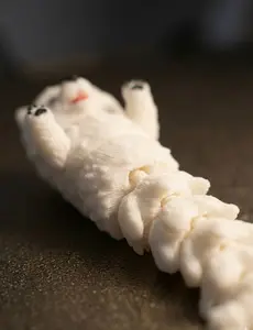 Articulated Dog Fidget Toy, 3D Printed Flexi Puppy Keychain, White Desk Pet