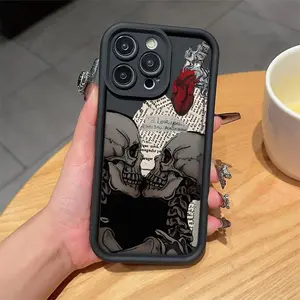 Vintage Skull Pattern Protective Phone Case, Shockproof TPU Decorative Phone Protector Cover, Fashion Phone Accessories Compatible with iPhone 7 11 12 13 14 15 Series
