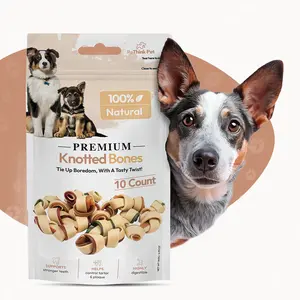 ReThink Pet Premium Knotted Bone Treats For Dogs 10 Count Chicken Flavor 100% Natural High-Quality Ingredients Vet Approved Dental Care & Mental Stimulation