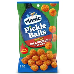 Vlasic Pickle Balls, Spicy Dill Pickle Flavored Corn Puffs, Pickleball Gifts, Father’s Day Gift Basket Stuffer, 2 oz.