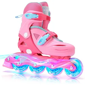 Inline Skates with Light Up Wheels, Roller Skates  for    Ages 5-8 8-12 4-6 6-12, Size Adjustable Beginner  Roller Skates