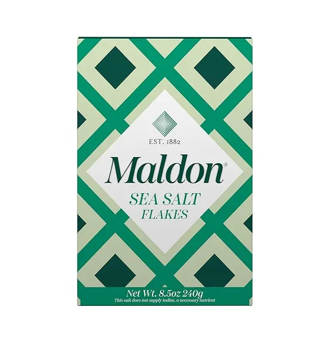 Maldon Salt, Sea Salt Flakes, 8.5 oz (240 g), Kosher, Natural, Handcrafted, Gourmet, Pyramid Crystals (Packaging May vary)