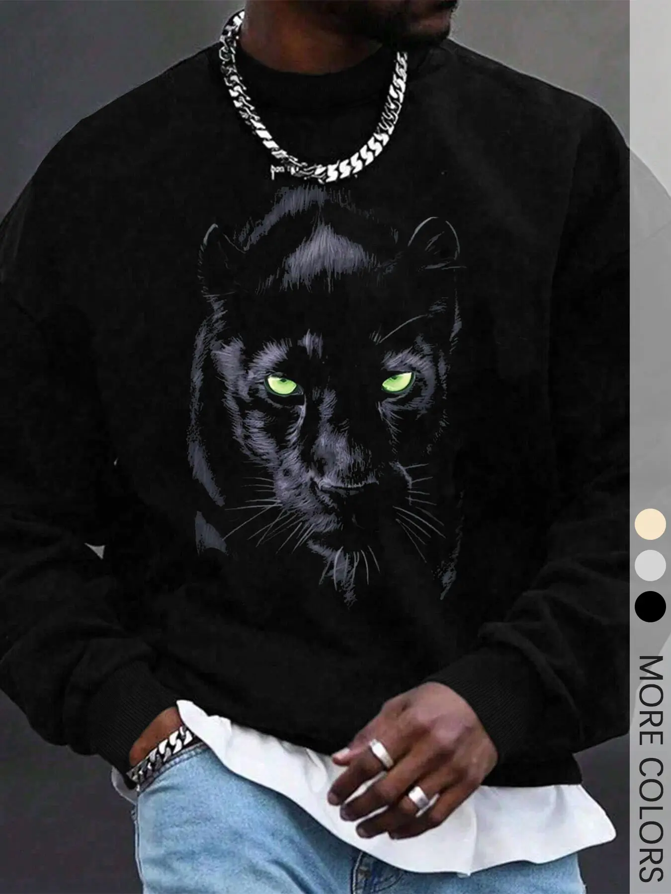 Men's Regular Fit Animal Print Leopard Sweatshirt, Casual Streetwear Soft Comfy Long Sleeve Crew Neck Pullover for Spring & Fall, Fashion Men's Top for Daily Wear