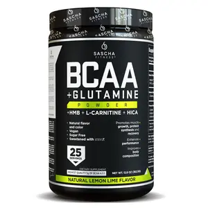 SASCHA FITNESS BCAA 4:1:1 + Glutamine, HMB, L-Carnitine, HICA | Natural Lemon Lime Flavor