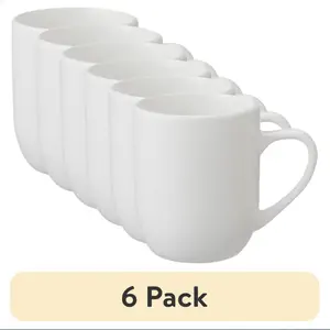(6 pack) Glazed White Stoneware 12 - Ounces Mug
