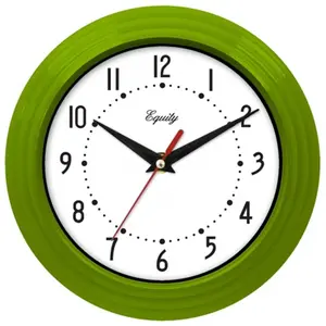 212 MAIN Equity Lacrosse 8 in. Analog Wall Clock - Green Home Decor Wall Mount Clock with Glass, Plastic Construction, and Quartz Movement, Analog Clock