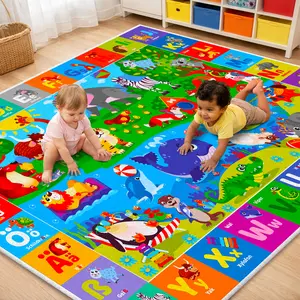 QUOKKA Super Soft Padded Tummy Time Mat - Plush Fabric Large Plush Rug, Bright Colors Nursery Development Mat, Baby Items for 6-12 Month Babies & 1-3 Year Old Toddlers Playpen