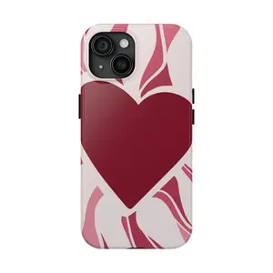 Marbled Heart Tough Phone Case | Red Pink Abstract Heart Design