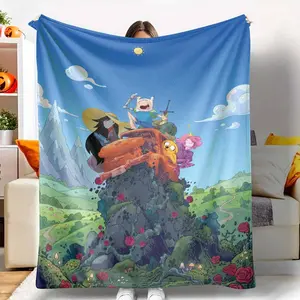 Adventure Time Finn and Jake Mountain Climbers Adventure Fleece Blanket Vibrant Cartoon Character Print Cozy Soft Warm Lightweight Plush Throw for Sofa Couch Bed Perfect for Home Decor Gift Travel Camping