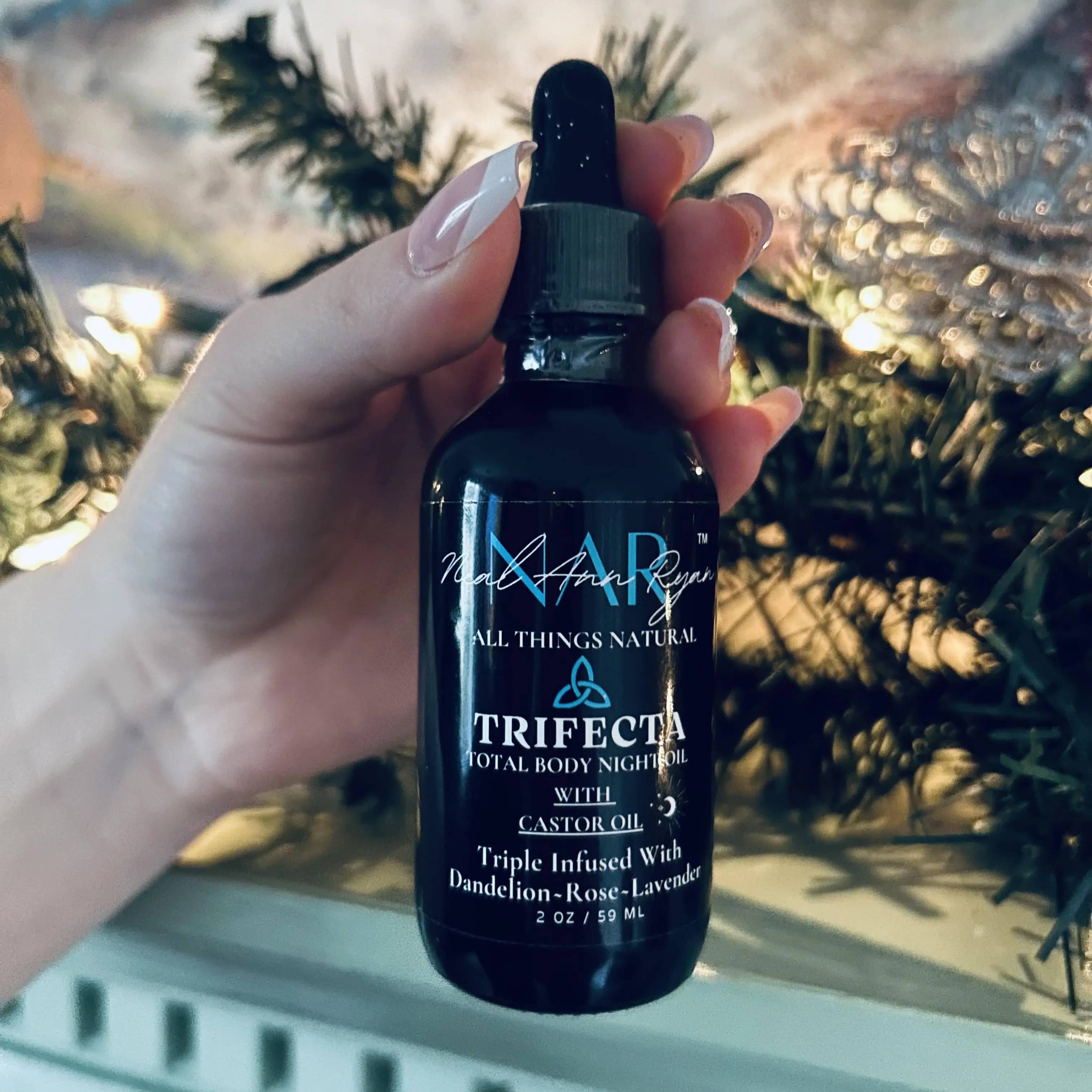 Trifecta Night- Triple Infused, All Natural Total Body Oil (Dandelion, Rose, & Lavender) With Castor Oil