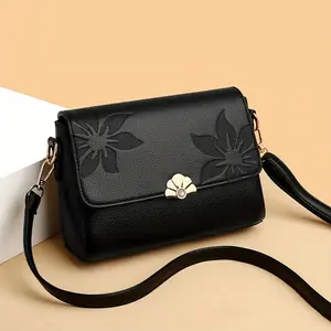 Vintage Print Flap Closure Metal Hardware Crossbody Bag for Women Daily Use Shoulder Bag Retro Purse