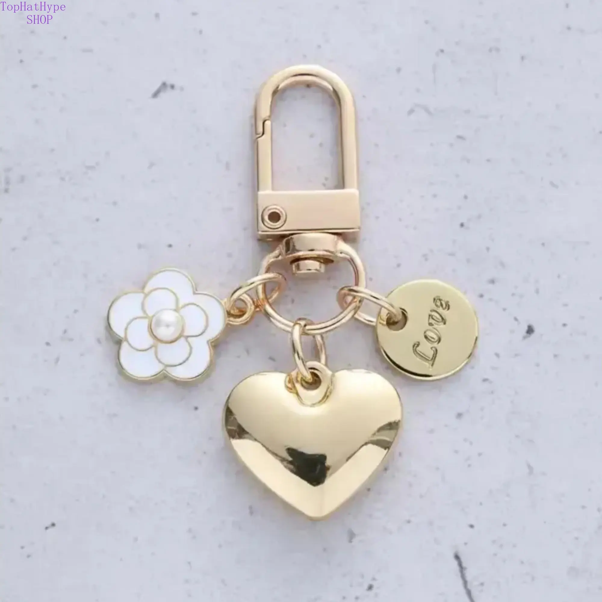 Women's Alloy Heart-Flower Design Keychain - Cute Boutique Style Accessory Hook Bag Charm Keychain for Car Keys, Exquisite Mother's Day & Birthday Gift, Keychains For Women, Cute Keychains