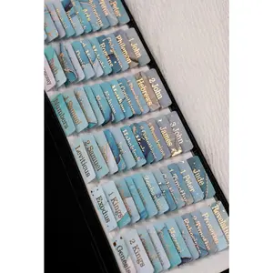 -Laminated  Tabs ( Foil Embossed Lettering),  Tabs for Women and Men,  Large Print Stickers, Easy to Read and Apply, 80 Chapters Labels for Easy Navigation(Blue)