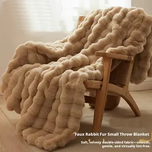 Rabbit Fur Plush Blanket, Double-Sided Thickened for Winter, Warm Office Sofa Blanket, Nap Cover Blanket