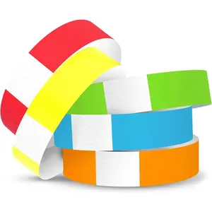500  5 Color Variety Pack Paper Plastic Wristbands for Events -  Water-Proof  Resistant Paper Bracelets ID Wrist Bands for Concerts Festivals Admission Party