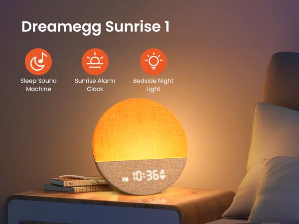 Sunrise Alarm Clock and Sound Machine Nightlight, Home Decor, Digital Dimmable Clock for Bedroom, 26 Sleep Sounds, White Noise Machine for Adults, Wake Up Light Alarm Clock Decor