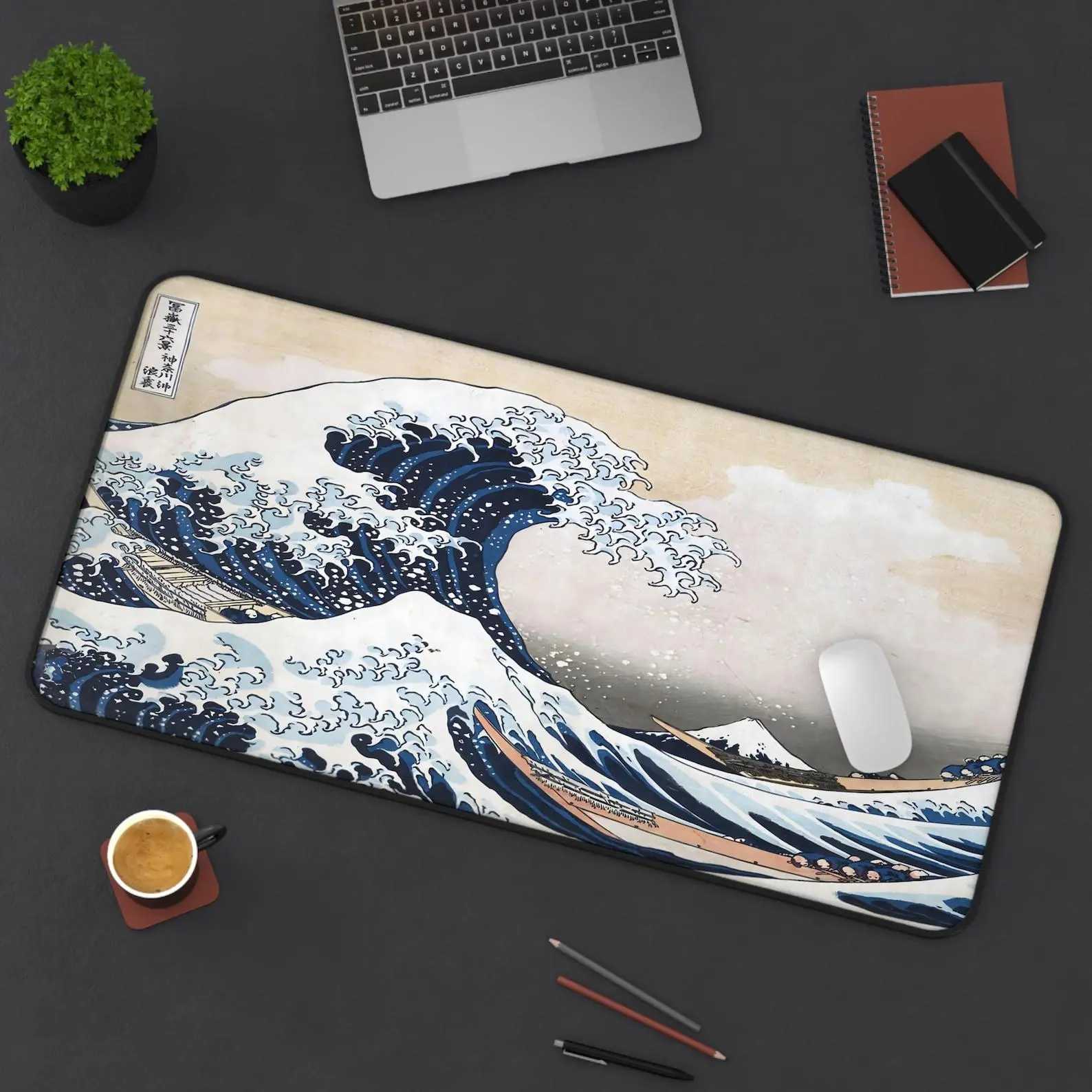 Great Wave Desk Mat Mouse Pad, Japanese Art Desk Mat, Ocean Wave Playmat, Wave of Kanagawa Mouse Pad