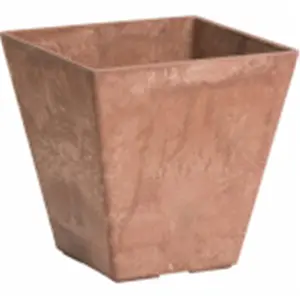 212 MAIN 10 in. Square Ella Planter - Rust, Novelty Manufacturing, Square Shape Garden Pot for Home Improvement, All Seasons, Drainage System