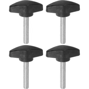 4pcs Tee Wing Knobs Thumb Screws M6 x 35mm Standard Male Thread Plastic T Knobs Handles Hand Clamping Knobs Grip Thumbscrew, Black