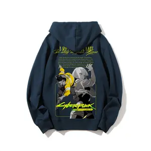 cyberpunk edgerunners david and lucy print pure cotton hoodie pullover hoodie anime merch independent design soft skin friendly street fashion trendy anime apparel