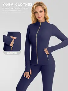 Women's Zipper Jacket, Lightweight High-Quality Long Sleeve Sport Coat, Pocket Design, Ideal for Running, Cycling, Daily Wear