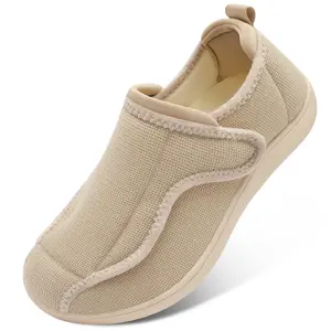Leisfit Women Men House Slippers Indoor Slip On Wide Fit Diabetic Shoes Adjustable, Non-Slip Cozy Comfort Home Slippers Shoes for Swollen Feet, Edema, Elderly, Preganant