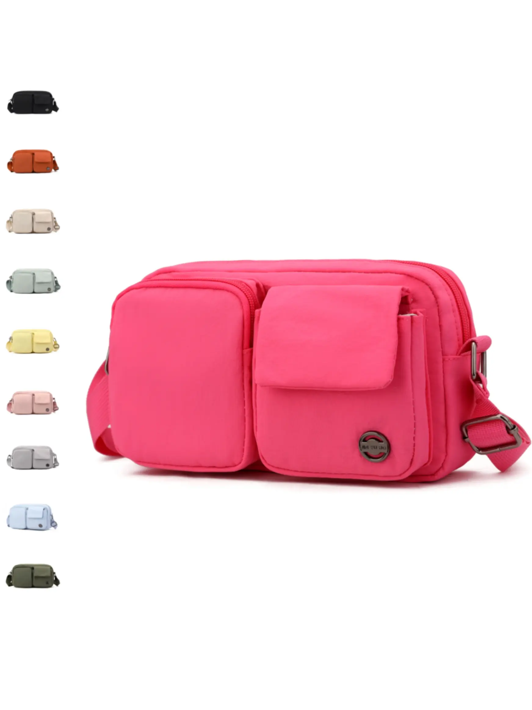 Multi-Compartment Nylon Crossbody Bag, Large Capacity Lightweight Adjustable Shoulder Bag, Fashionable Crossbody Bag, Versatile Utility Waist Bag, Water-Resistant, Multi-Pocket Design