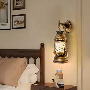Wall Sconces,Retro Antique Vintage Rustic Lantern Lamp Wall Sconce Light Fixture (Yellow Bronze-2 Pcs) Lighting