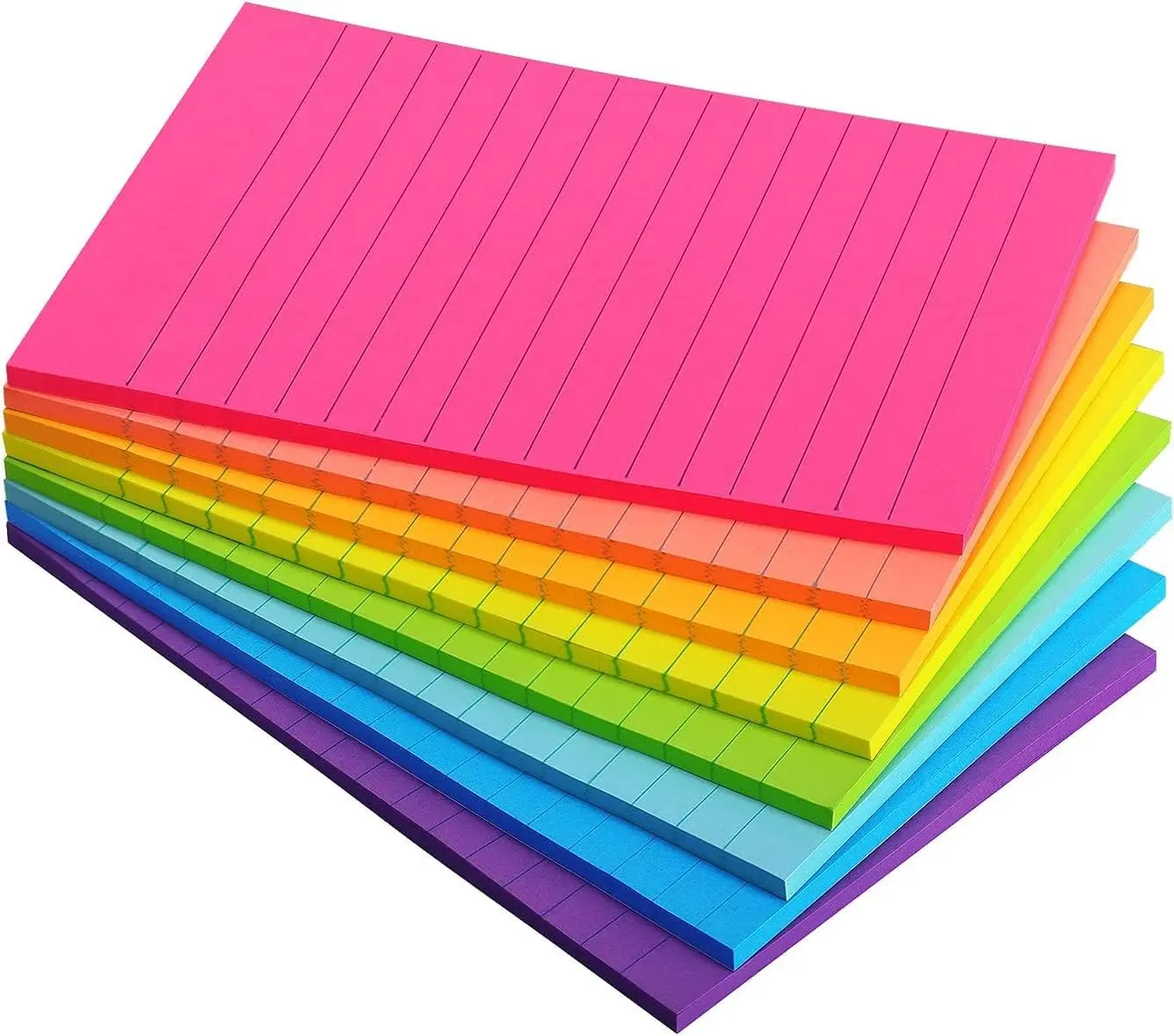 8 Pads Lined Sticky Notes 4x6 in, Sticky Notes with Lines, Self-Stick Note Pads 8 Bright Multi Colors, 35 Sheet/Pad